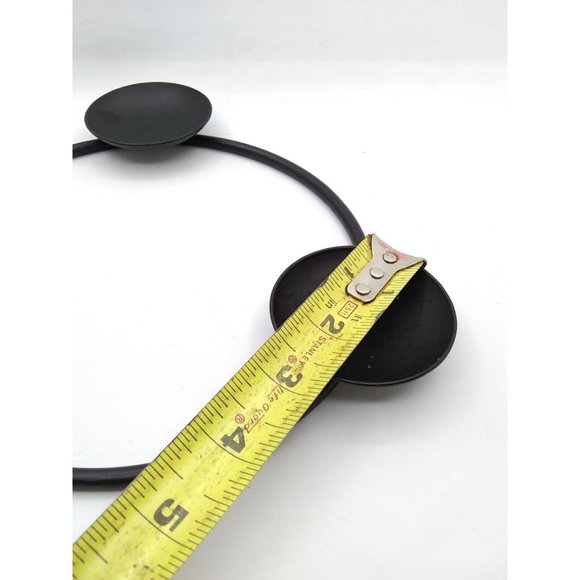 Vtg MCM Danish black Metal Set 3 Round Graduated sizes Circular Candle Holders - Picture 12 of 12